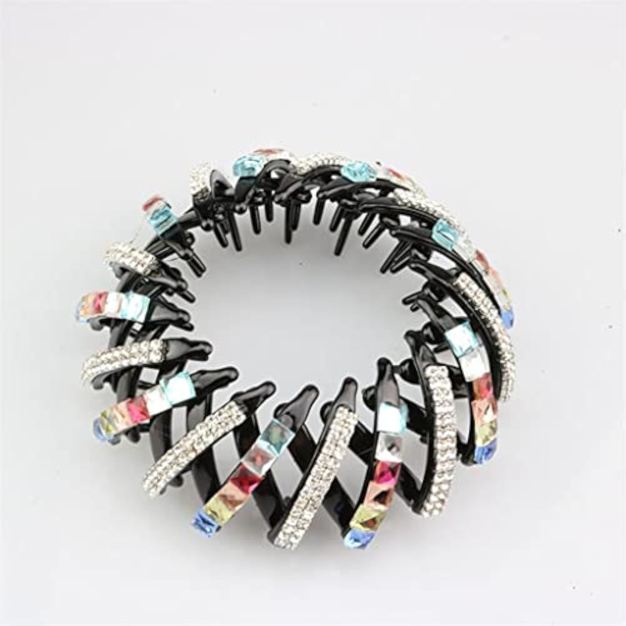 3x PVC Double Rows Ponytail Holder Crystal Hair Clips